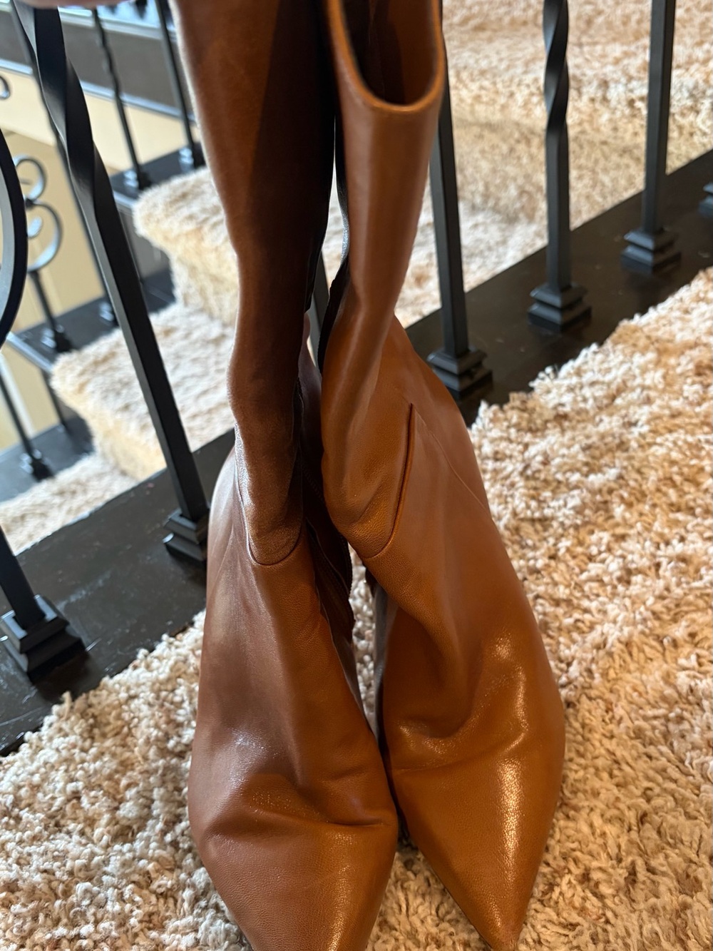 Vince Camuto Cognac Brown Over-the-Knee Pointed-Toe Boots